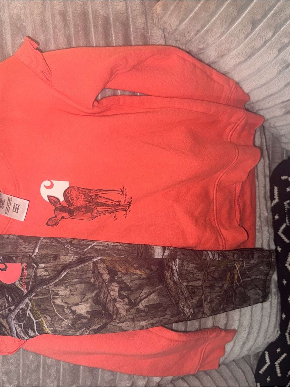 Carhartt Girls' Neon Coral Deer Graphic Sweatshirt 3t